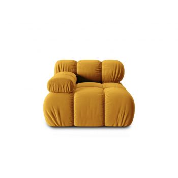 Modul canapea stanga 1 loc, Bellis, Micadoni Home, BL, 94x94x63 cm, catifea, galben la reducere