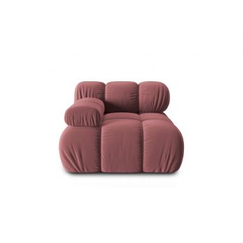 Modul canapea stanga 1 loc, Bellis, Micadoni Home, BL, 94x94x63 cm, catifea, roz la reducere