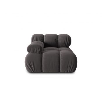 Modul canapea stanga 1 loc, Bellis, Micadoni Home, BL, 94x94x70 cm, catifea, gri inchis