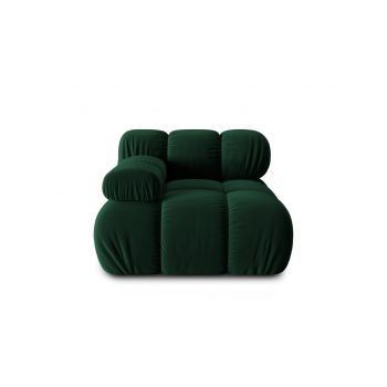 Modul canapea stanga 1 loc, Bellis, Micadoni Home, BL, 94x94x70 cm, catifea, verde bottle