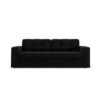 Canapea 2 locuri, Justin, Micadoni Home, BL, 162x90x72 cm, catifea, negru la reducere