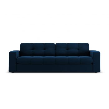 Canapea 3 locuri, Justin, Micadoni Home, BL, 202x90x72 cm, catifea, albastru regal