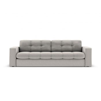 Canapea 3 locuri, Justin, Micadoni Home, BL, 202x90x72 cm, poliester, gri deschis