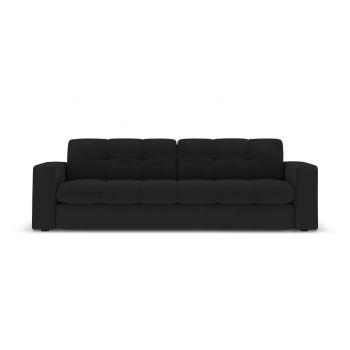 Canapea 3 locuri, Justin, Micadoni Home, BL, 202x90x72 cm, poliester, negru la reducere