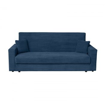 Canapea CORINNE LUX extensibila, 3 locuri, cu lada depozitare, albastru, 220x90x96 cm ieftina