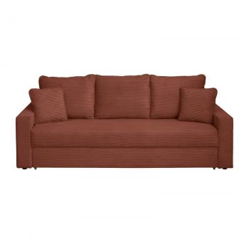Canapea NICO II LUX extensibila, 3 locuri, cu arcuri si lada depozitare, caramiziu, 220x85x75 cm