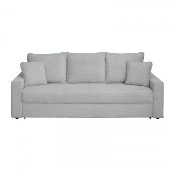 Canapea NICO II LUX extensibila, 3 locuri, cu arcuri si lada depozitare, gri, 220x85x75 cm