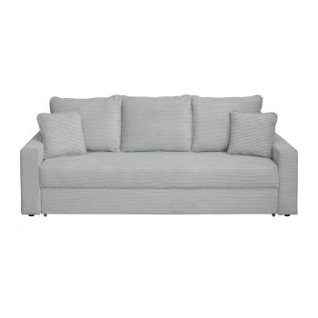 Canapea NICO II LUX extensibila, 3 locuri, cu arcuri si lada depozitare, gri deschis, 220x85x75 cm