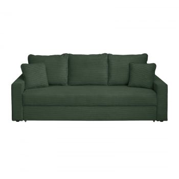 Canapea NICO II LUX extensibila, 3 locuri, cu arcuri si lada depozitare, verde smarald, 220x85x75 cm