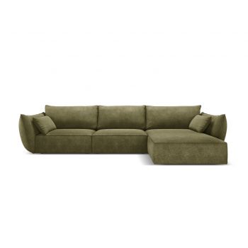 Coltar dreapta 4 locuri, Kaelle, Micadoni Home, BL, 308x171x85 cm, poliester chenille, verde la reducere