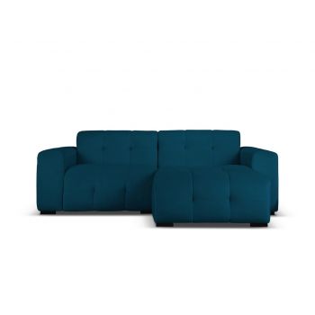 Coltar dreapta 4 locuri, Kendal, Micadoni Home, BL, 256x173x79 cm, catifea, albastru navy la reducere