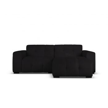 Coltar dreapta 4 locuri, Kendal, Micadoni Home, BL, 256x173x79 cm, catifea, negru