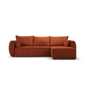 Coltar extensibil dreapta 4 locuri, Kaelle, Micadoni Home, BL, 252x165x87 cm, poliester chenille, caramiziu la reducere