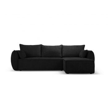 Coltar extensibil dreapta 4 locuri, Kaelle, Micadoni Home, BL, 252x165x87 cm, poliester chenille, negru