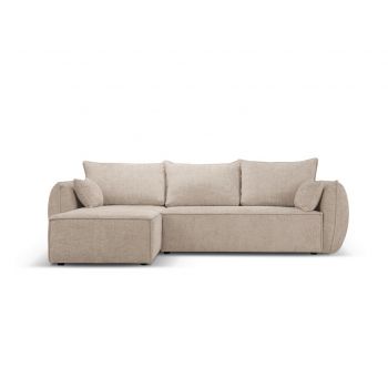 Coltar extensibil stanga 4 locuri, Kaelle, Micadoni Home, BL, 252x165x87 cm, poliester chenille, bej la reducere