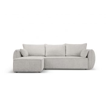 Coltar extensibil stanga 4 locuri, Kaelle, Micadoni Home, BL, 252x165x87 cm, poliester chenille, gri deschis la reducere