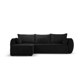 Coltar extensibil stanga 4 locuri, Kaelle, Micadoni Home, BL, 252x165x87 cm, poliester chenille, negru