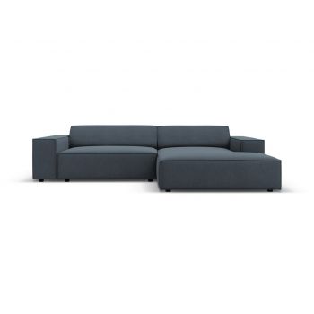 Coltar modular dreapta 3 locuri, Jodie, Micadoni Home, BL, 224x166x70 cm, poliester, albastru