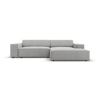 Coltar modular dreapta 3 locuri, Jodie, Micadoni Home, BL, 224x166x70 cm, poliester, gri deschis