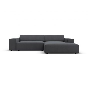 Coltar modular dreapta 3 locuri, Jodie, Micadoni Home, BL, 224x166x70 cm, poliester, gri inchis