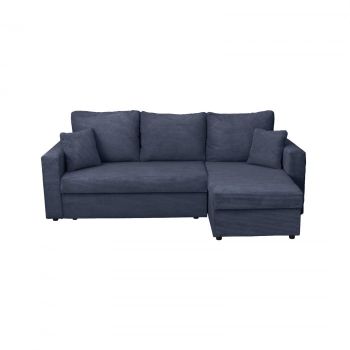 Coltar NICOLE LUX, cu lada depozitare, colt interschimbabil, albastru, 225x145x82 cm