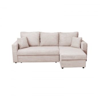 Coltar NICOLE LUX, cu lada depozitare, colt interschimbabil, bej, 225x145x82 cm