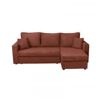 Coltar NICOLE LUX, cu lada depozitare, colt interschimbabil, caramiziu, 225x145x82 cm