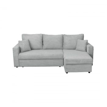 Coltar NICOLE LUX, cu lada depozitare, colt interschimbabil, gri, 225x145x82 cm