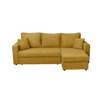 Coltar NICOLE LUX, cu lada depozitare, colt interschimbabil, mustar, 225x145x82 cm