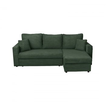 Coltar NICOLE LUX, cu lada depozitare, colt interschimbabil, verde smarald, 225x145x82 cm