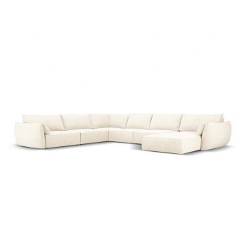 Coltar panoramic stanga 8 locuri, Kaelle, Micadoni Home, BL, 384x284x85 cm, poliester chenille, bej deschis