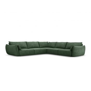 Coltar simetric 7 locuri, Kaelle, Micadoni Home, BL, 286x286x85 cm, poliester chenille, verde bottle la reducere