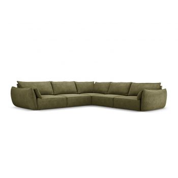 Coltar simetric 7 locuri, Kaelle, Micadoni Home, BL, 286x286x85 cm, poliester chenille, verde