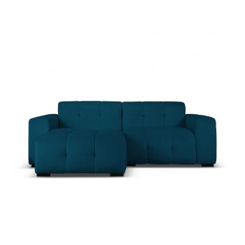 Coltar stanga 4 locuri, Kendal, Micadoni Home, BL, 256x173x79 cm, catifea, albastru navy la reducere