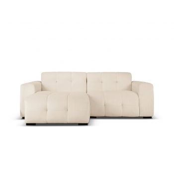 Coltar stanga 4 locuri, Kendal, Micadoni Home, BL, 256x173x79 cm, catifea, bej deschis la reducere