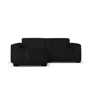 Coltar stanga 4 locuri, Kendal, Micadoni Home, BL, 256x173x79 cm, catifea, negru la reducere