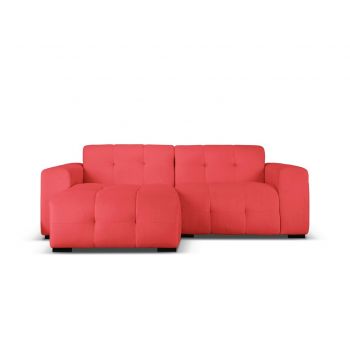 Coltar stanga 4 locuri, Kendal, Micadoni Home, BL, 256x173x79 cm, catifea, rosu la reducere