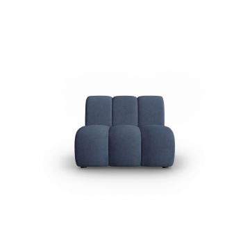Modul canapea 1 loc fara cotiere, Lupine, Micadoni Home, BL, 90x87x70 cm, poliester chenille, albastru