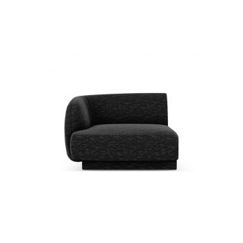 Modul canapea stanga 1 loc, Miley, Micadoni Home, BL, 92x85x74 cm, poliester chenille, negru la reducere