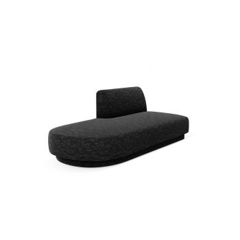 Modul canapea stanga 2 locuri, Miley, Micadoni Home, BL, 158x85x74 cm, poliester chenille, negru la reducere