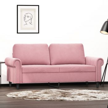 vidaXL Canapea cu 2 locuri, roz, 140 cm, catifea ieftina