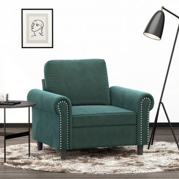 vidaXL Fotoliu canapea, verde închis, 60 cm, catifea ieftina