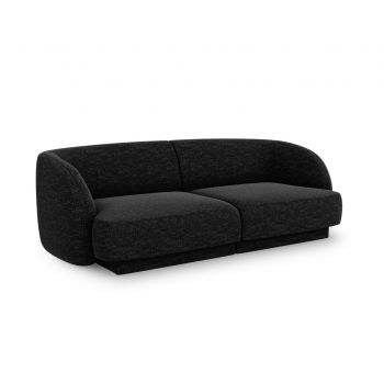 Canapea 2 locuri, Miley, Micadoni Home, BL, 184x85x74 cm, poliester chenille, negru la reducere