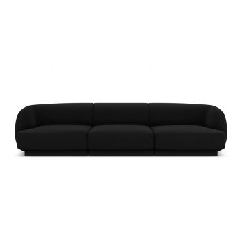 Canapea 3 locuri, Miley, Micadoni Home, BL, 259x85x74 cm, catifea, negru la reducere