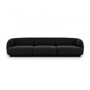 Canapea 3 locuri, Miley, Micadoni Home, BL, 259x85x74 cm, poliester chenille, negru