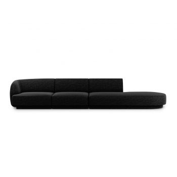 Canapea 4 locuri cotiera dreapta, Miley, Micadoni Home, BL, 325x85x74 cm, poliester chenille, negru la reducere