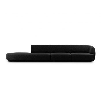 Canapea 4 locuri cotiera stanga, Miley, Micadoni Home, BL, 325x85x74 cm, poliester chenille, negru