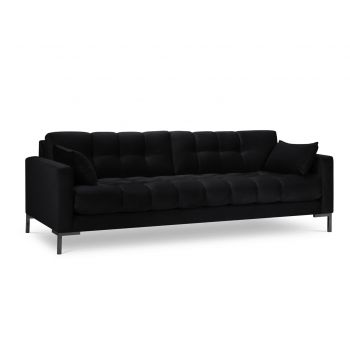 Canapea 4 locuri, Mamaia, Micadoni Home, BL, 217x92x75 cm, catifea, negru