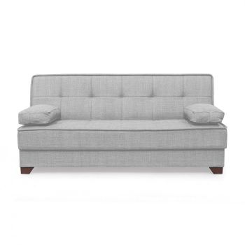 Canapea LEON II extensibila, 3 locuri, cu arcuri si lada depozitare, gri deschis, 190x82x88 cm