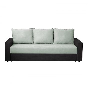 Canapea NICO II 3L extensibila, 3 locuri, cu arcuri si lada depozitare, gri antracit + mint, 220x85x75 cm